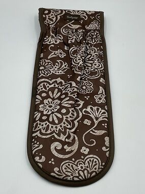 Thirty-One Brown Woodblock Floral Curling Flat Iron Case